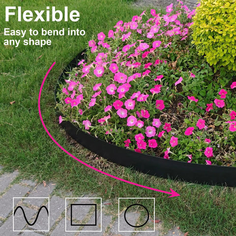 33 Foot Plastic Landscape Edging Border Kit With 4 Inch High Panels 45 Ground Stakes And Hammer Included No Fuss Easy Install