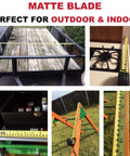 Collage of 33 Ft Tape Measure With Magnetic Hooks and Fraction Markings used in various indoor and outdoor projects.