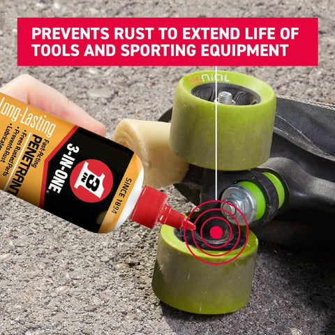 Fast Acting Penetrant Drip Oil 4 Oz For Loosening Stuck Parts And Rust Prevention applied to skateboard wheel axle