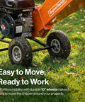 Wood Chipper Shredder Mulcher With 7HP Engine, Heavy Duty Compact Rotor Design, large wheels for easy mobility on grass