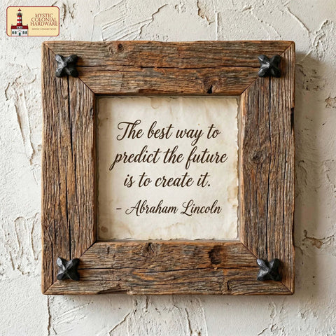 Quote in wooden frame with Colonial Era Solid Cast Iron Decorative Nailhead Studs For Doors, Cabinets And Furniture - 6-Pack