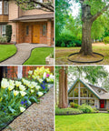 No Dig Landscape Edging Kit With Three 50 Ft Rolls, 120 Spikes, And 12 Connectors for lawns, flower beds, and paths, black edging