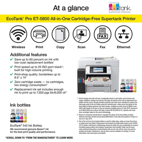 Heavy Duty Wireless Color All In One Supertank Printer With Scanner Copier Fax And Ethernet showcasing sleek design and user interface.