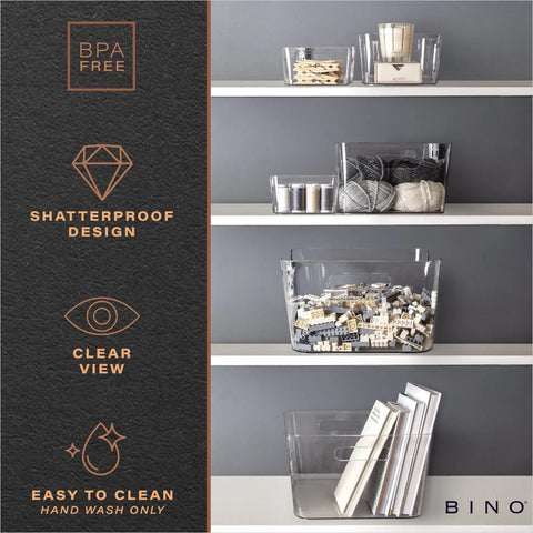 Smooth Operator Clear Plastic Storage Bins Large Two Pack Tough As Nails multipurpose bins for organizing laundry room essentials.