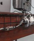 Cord Wire Tray Desk Cable Organizer 32 Inch Open Slot Raceway To Tidy Cables Wires And Cords On Desks Office Cable Management Kit Pack Of 2 Black For Home And Office Use visible under desk organizing cables and power strips