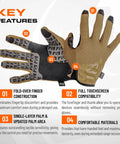 FDT Delta Utility Gloves With Touchscreen Compatibility for Nimble Grip in Shooting Sports, coyote brown, large, palm details
