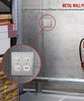 Two Gang Metal Wall Plate For Duplex Receptacles Stainless Steel 430 in use in an industrial setting, highlighting durability.