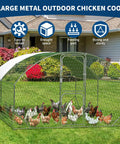 Beefy Large Walk In Chicken Coop With Galvanized Steel Frame All Weather PU Canopy And Round Top Roof Predator Proof Outdoor Hen House