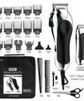 Deluxe Corded Clipper Pro Hair And Trim Kit with guide combs, cordless trimmer, shears, and storage case for easy at-home grooming.