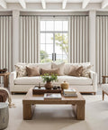 Living room with 90 Inch Blackout Curtains For Living Room With Thermal Insulation And Noise Reduction Ivory Cream Set Of 2 Panels