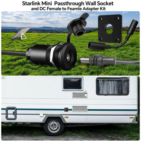 Waterproof DC Pass Through Kit For Starlink Mini Aluminum Bulkhead Connector Panel Mount DC Female To Female Cable Adapter