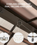 Ceiling hooks on 8x5 Ft Aluminum Grill Gazebo With Double Polycarbonate Top And Shelves Outdoor BBQ Canopy Hardtop For Backyard