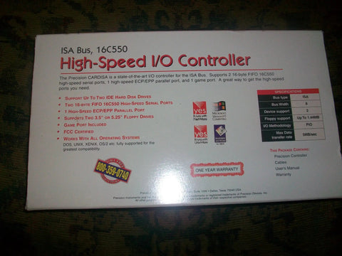High Speed ISA Bus Serial Controller With 16C550 UART For Legacy PCs And Industrial Serial IO Plug In Card Delivers Fast Data Communication Reliable Performance And Easy Setup For Multitask Ports. Box front view