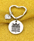 Engineering Student Gift Keychain For Graduation Cool Mechanical Engineer Jewelry For Coworkers And Students Software And Hardware Nerds Will Love Engraved Stainless Steel Gift For Engineering School Grad on gold fabric