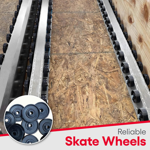 Heavy Duty Roller Conveyor System With Galvanized Steel Rails And Staggered Skate Wheels For Pallets And Cargo On Trucks