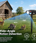 Solar Ultrasonic Animal Repeller With Motion Sensor Light Outdoor Deterrent To Keep Deer Raccoons Squirrels Rabbits Skunks Out Of Your Garden Easy Install Weatherproof Durable Yard Guardian, black stake, 30 ft 110° detection