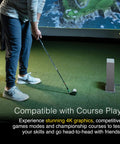 Person using Eye Mini Core Golf Launch Monitor And Simulator With Real Time Tracking And Near Zero Latency indoors.