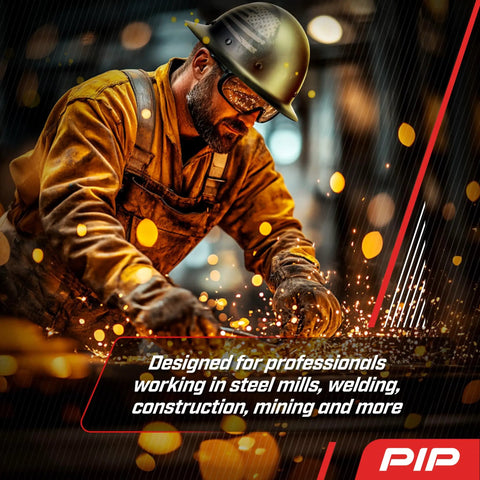 Worker wearing Fiberglass Full Brim Hard Hat With Wheel Ratchet Suspension And Eight Point Suspension ANSI Z89 Type 1 Certified.