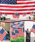12 Pack Small American Flags On Sticks 4x6 Inches For Fourth Of July Memorial Day Veterans Day Decorations displayed indoors