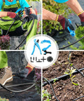 DIY Friendly Drip Irrigation Hole Punch And Tubing Cutter 2 In 1 For One Quarter Inch Fittings With Barbed Connectors, Blue Tool in use