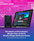 Ultra Compact USB C Audio Interface For Music Production And Streaming With Built In Mixer, shown with laptop and software.