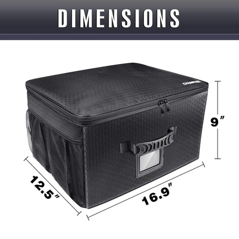 Golf Trunk Organizer Storage Portable And Foldable Travel Locker For Road Trips And Car Golf Gear On The Go, black, dimensions 16.9x12.5x9 inches