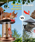 Chew Proof Metal Bird Feeder For Outdoors With Copper Finish Holds About One Point Three Two Pound Seed Three Perches