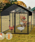 Heavy Duty Predator Proof Metal Chicken Run With Cover And Swing 118 Inch Long By 40 Inch Wide By 40 Inch High Portable Tractor Coop