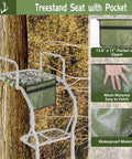 Tree stand with 2 Pack Tree Stand Seat Replacement With Pocket, Universal Memory Foam Hunting Seat Cushion, and adjustable straps