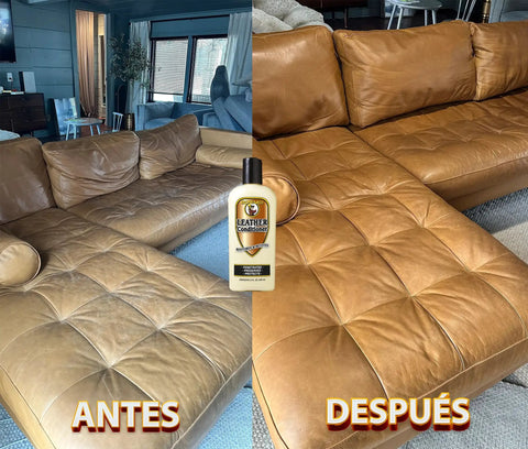 Antes y después del uso de Leather Conditioner With Deep Nourishing Moisturizers And Natural Waxes To Restore Dried Leather.