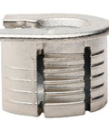 Pro Grade Zinc Cam Lock Connector for 19mm panels, nickel plated, ideal for cabinet assembly, close-up view.