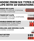 Variety of six clip types with 18 variations for Eight Piece 2 Inch Impact Tough Phillips Power Bits Set With Clip For Custom Case Rig