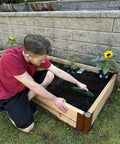 Person using a Handheld Row Seeder For Precise Seed Spacing In Rows And Seed Trays Garden Tool For Vegetables Flowers And Herbs.