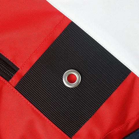 Close-up of Inflatable Dive Float Buoy With Flag, 29 inch surface marker showing rugged Cordura nylon cover detail.