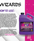 Wizards Mystic Polish machine glaze instructions with purple bottle, part of Motorcycle Detailing Kit 5 Piece Set With Saddle Pack, Bike Surface Cleaner, Tire Cleaner, Stain Remover, And Tire Protectant, Pro Grade Detailing Supplies For A Showroom Shine On Any Ride.