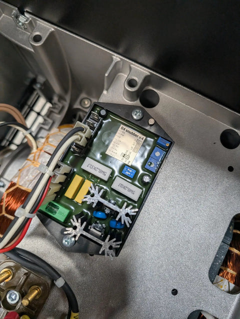 Close-up of automatic voltage regulator in Top Shelf Pto Generator With Auto Voltage Regulator And 16 Kw Continuous Power.