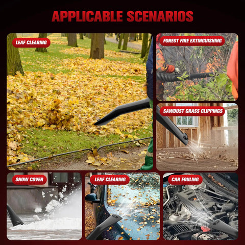 Gas Backpack Leaf Blower with 63cc Beast Mode Power used for leaf clearing, snow removal, and debris handling in multiple scenarios