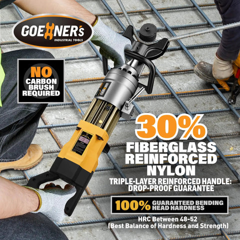 2026 Upgraded Portable Electric Rebar Bender Featuring Advanced Pure Copper Brushless Motor For High Efficiency Bending Up To 1 Inch 25mm #8 Rebars, Fiberglass Reinforced Nylon Handle