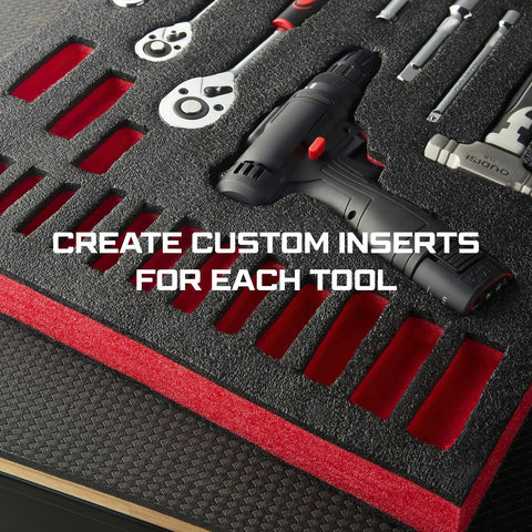 Precision Foam Cutting Kit For Custom Shadow Foam Organizers With Heavy Duty Utility Blades showcasing fitted foam for hand tools.