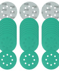 Get The Heavy Duty 5 Inch 8 Hole 150 Grit Hook Loop Sanding Discs Wet Dry For Random Orbital Sanders Perfect For Wood Drywall Metal And More In 50 Pack, green sanding discs