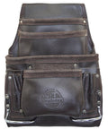 Oil Tanned Leather 10 Pocket Tool Pouch Built Tough For Builders, Electricians, Plumbers, Framers With Large Main Pocket