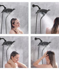 High Pressure Dual Shower Head System With Rainfall And Handheld Spray Oil Rubbed Bronze Finish Detachable Hand Shower