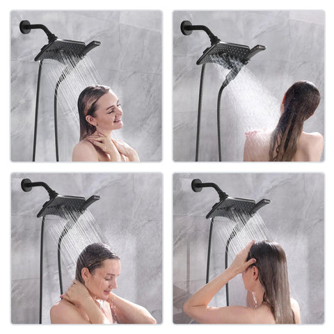 High Pressure Dual Shower Head System With Rainfall And Handheld Spray Oil Rubbed Bronze Finish Detachable Hand Shower