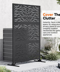 4x6 Ft Metal Privacy Screen With Artistic Modular Designs For Patio And Garden Freestanding Outdoor Fence Panel Weather Resistant Laser Cut Ripple Flow Pattern