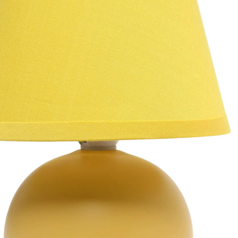 Two Pack Mini Ceramic Globe Table Lamps With Yellow Fabric Shades, 8.66 Inch Tall, 5.51 Inch Shade Diameter, Bulb Not Included, 40W B10 E12 Compatibility, Great For Living Room, Bedroom, Dorm, Office