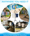 Outdoor Pool Towel Rack With Four Adjustable Arms Freestanding 51 To 71 Inches Height Foldable Drying Rack for Towels and Swim Gear