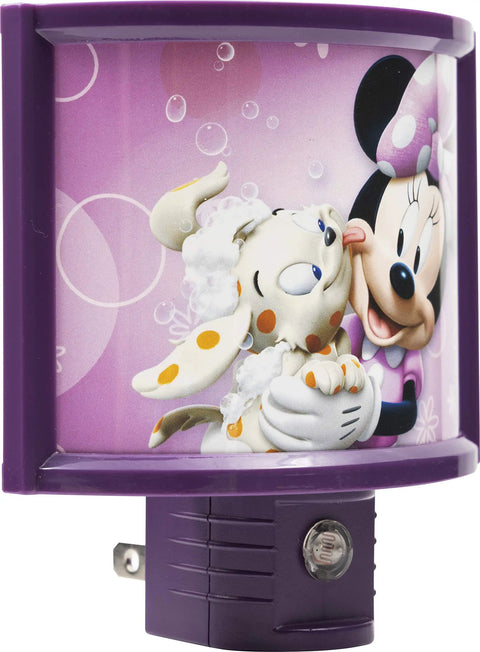 Minnie Mouse Wrap Shade LED Night Light Kid-Friendly Plug-In Wall Night Light With Dusk-To-Dawn Sensor For Kids Bedrooms