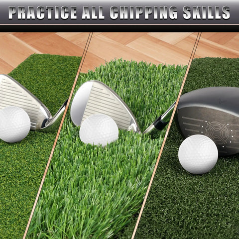 Double Sided Golf Chipping Net With Tri Turf Hitting Mat And 12 Foam Golf Balls for indoor or outdoor practice surfaces