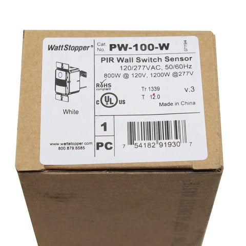 PW-100-W Wall Switch Occupancy Sensor With Auto On Or Manual On No-Brainer Vandal-Resistant Lens White Finish Passive Infrared Motion Detector With Built-In Light Level Sensing And One-Step Quick Setup