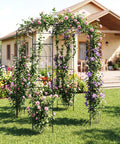 Birdcage Shaped Garden Arch For Climbing Plants And Outdoor Decor, 9.3 By 6.5 Ft Heavy Duty Metal Pergola Trellis with roses and clematis